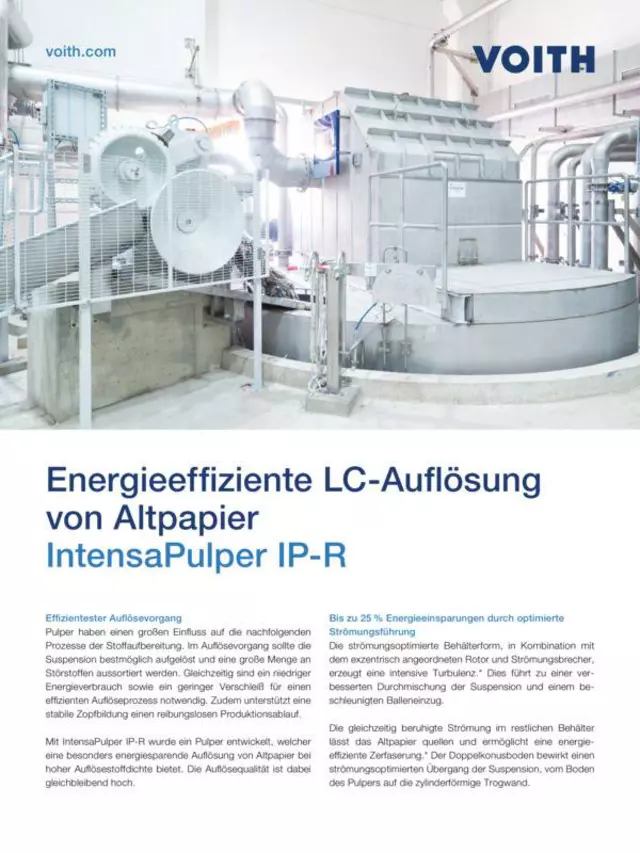 Energieeffiziente LC-Auflösung von Altpapier – IntensaPulper IP-R