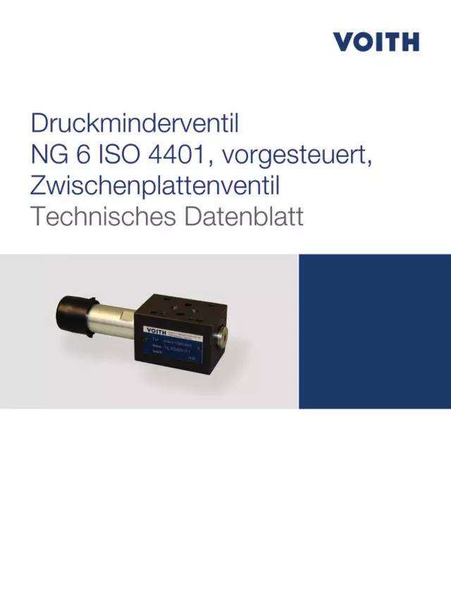 Druckminderventil NG 6 ISO 4401, vorgesteuert, Zwischenplattenventil