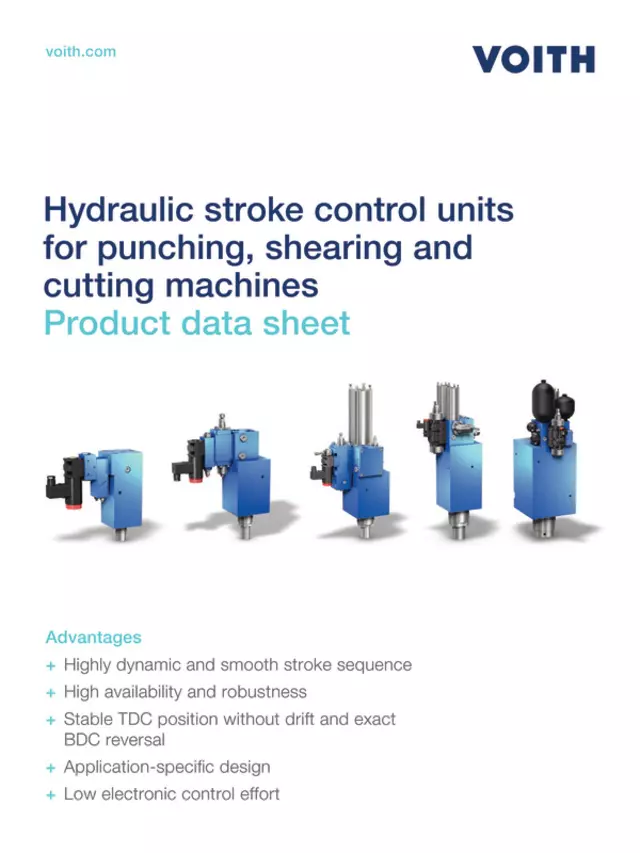 Hydraulic stroke control units for punching, shearing and cutting machines
