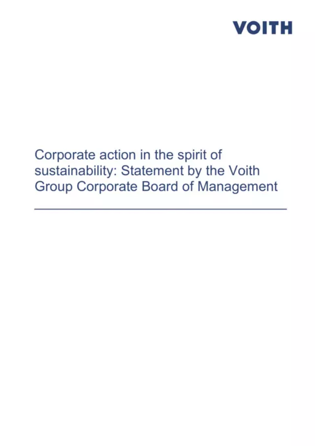 Statement by the Voith Group Corporate Board of Management