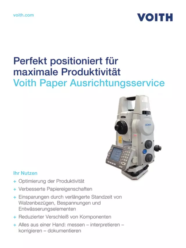 Perfekt positioniert für maximale Produktivität – Voith Paper Ausrichtungsservice