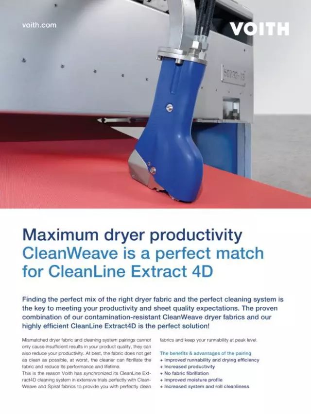 Maximum dryer productivity
CleanWeave is a perfect match for CleanLine Extract 4D