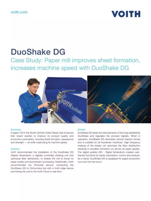 Case Study: Paper mill improves sheet formation, increases machine speed with DuoShake DG