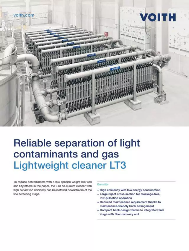 Reliable separation of light contaminants and gas – Lightweight cleaner LT3