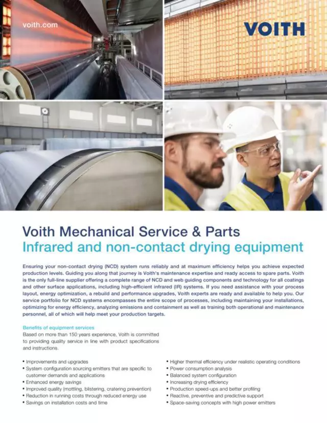 Voith Mechanical Service & Parts
Infrared and non-contact drying equipment