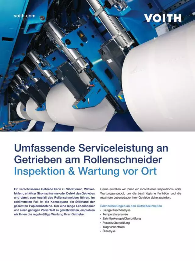 Umfassende Serviceleistungen an Getrieben am Rollenschneider