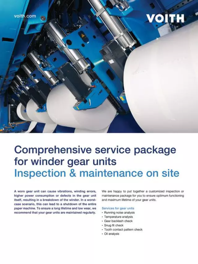 Comprehensive service package for winder gear units