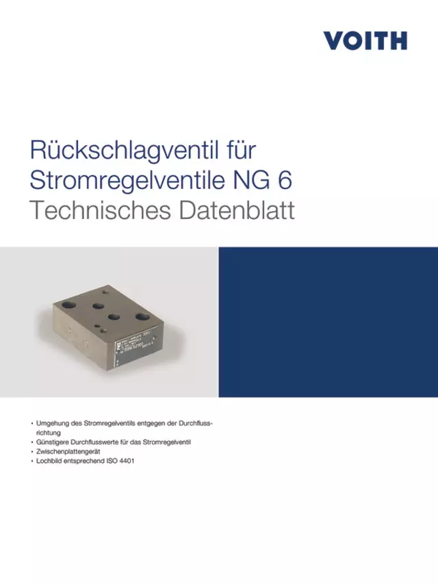 Rückschlagventil für Stromregelventile NG 6