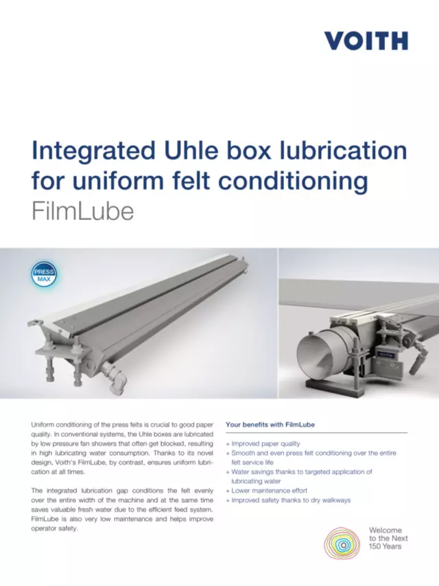 Integrated Uhle box lubrication for uniform felt conditioning. FilmLube