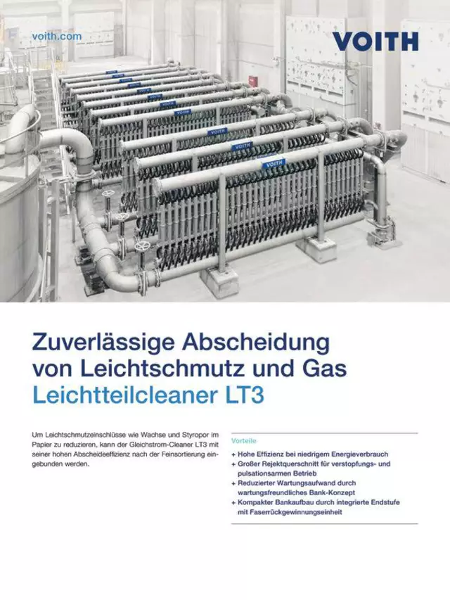 Zuverlässige Abscheidung von Leichtschmutz und Gas – Leichtteilcleaner LT3