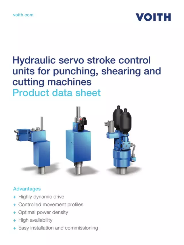 Hydraulic servo stroke control units for punching, shearing and cutting machines