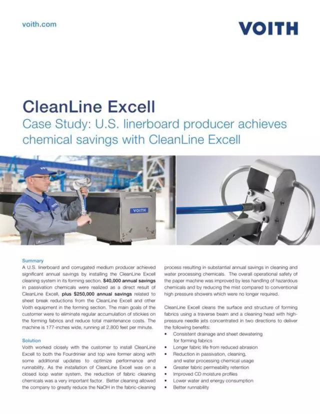 Case Study: U.S. linerboard producer achieves chemical savings with CleanLine Excell