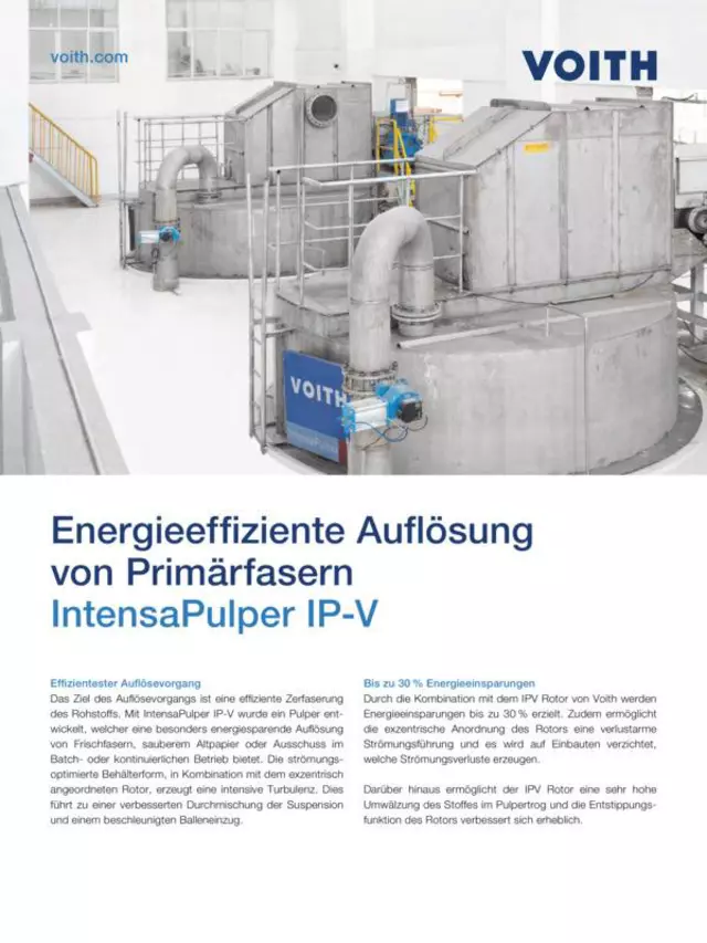 Energieeffiziente Auflösung von Primärfasern – IntensaPulper IP-V