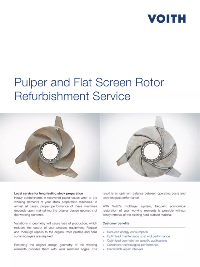 Pulper and Flat Screen Rotor Refurbishment Service