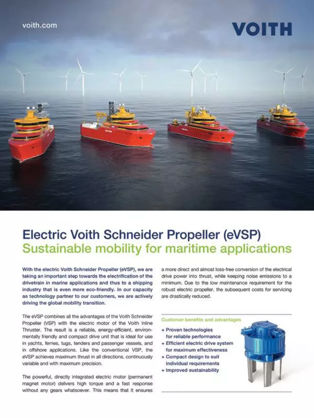 Electric Voith Schneider Propeller (eVSP) | Sustainable mobility for maritime applications