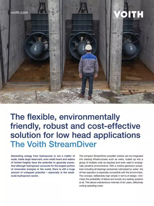 The flexible, environmentally friendly, robust and cost-effective solution for low head applications - The Voith StreamDiver