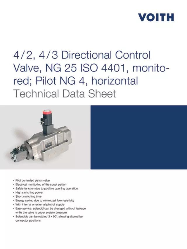 4/2, 4/3 Directional Control Valve, NG 25 ISO 4401, monitored; Pilot NG 4, horizontal