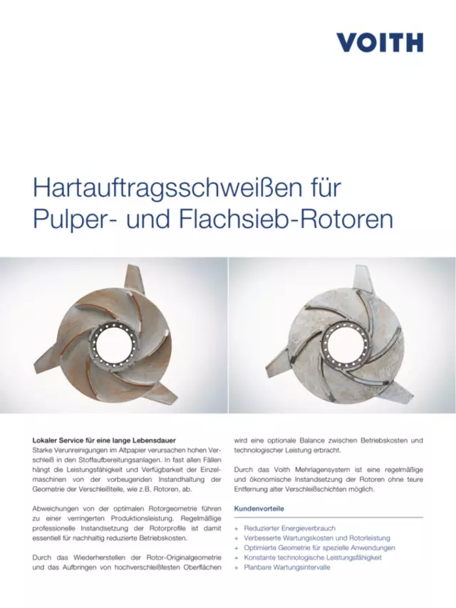 Hartauftragsschweißen für Pulper- und Flachsiebrotoren