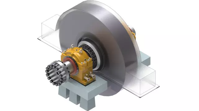 Typical flywheel on its shaft and bearings
