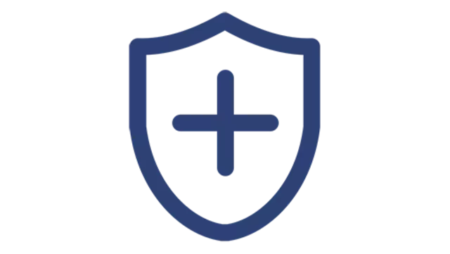 Sicherheits-Icon für sichere Wasserstoffspeicherung bestehend aus einem Schild und einem Plus in der Mitte