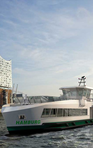 The new flagships of the HADAG fleet are powered by an environmentally friendly hybrid system with two electric Voith Schneider Propellers (eVSP).
